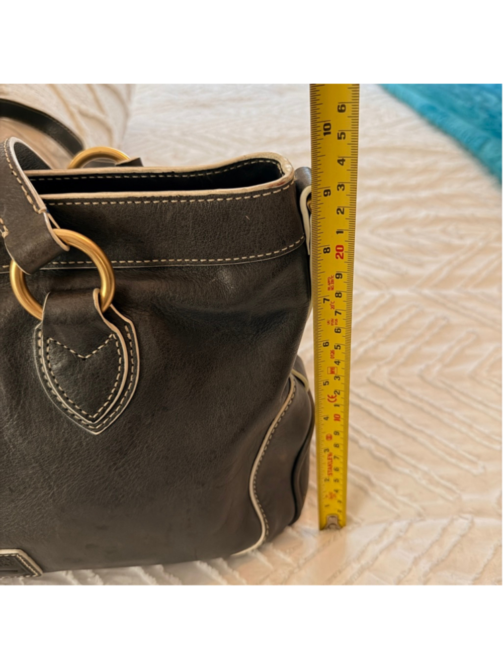 Dooney & Bourke Florentine Shopper Tote Gray Leather Shoulder Bag Tassels - Picture 12 of 17